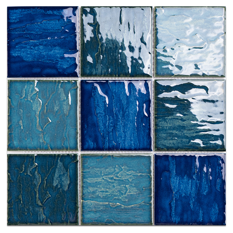 9704 mosaïque céramique bleue et verte