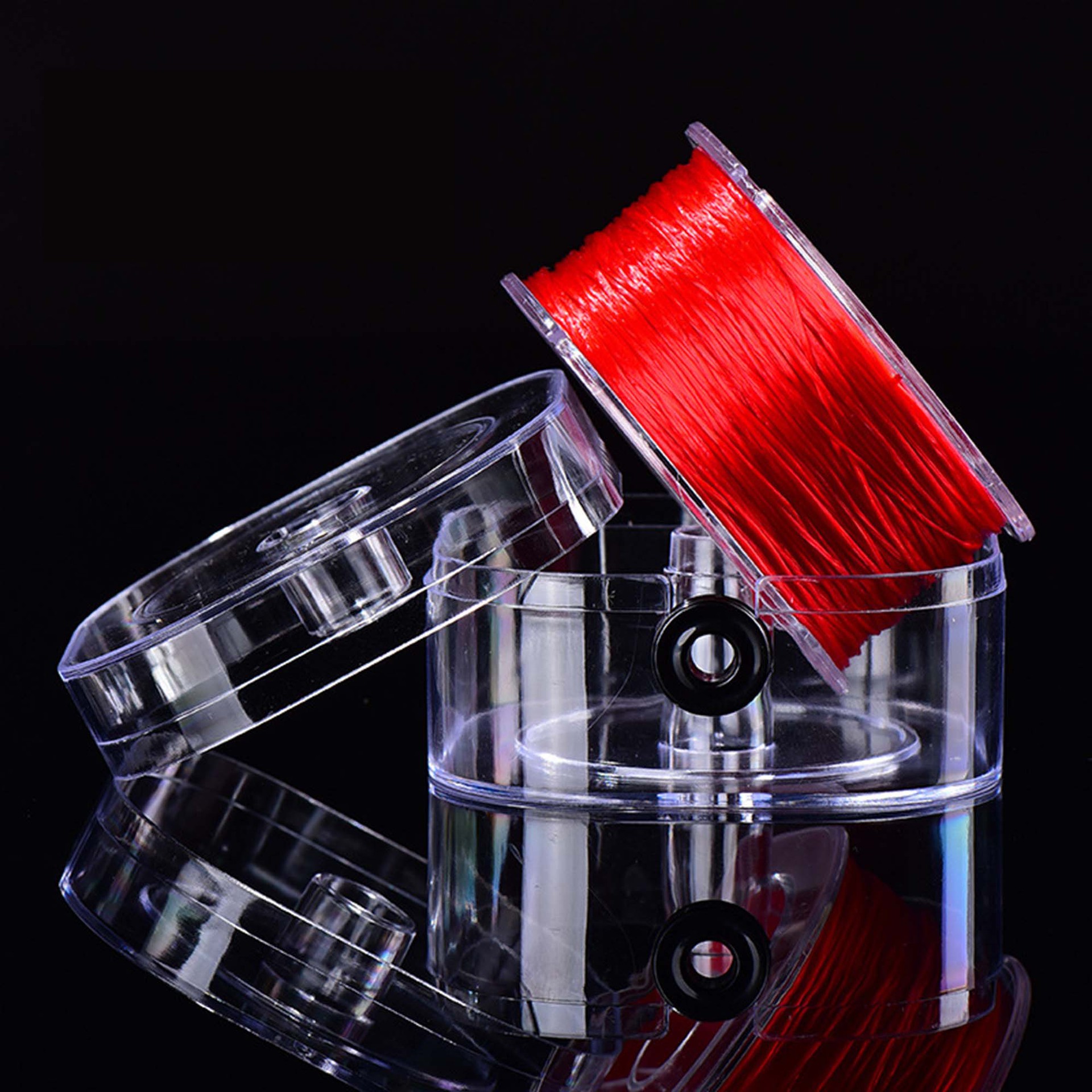 imported red flat silk elastic thread-08mm-95m square box