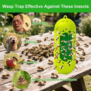Reusable Eco-friendly Plastic Outdoor <strong>Wasp</strong> Traps Hanging Bee Fly Sticky Trap For Garden Patio Camping Picnic Fruit Fly Killer - Product Image 3