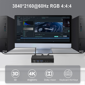 4K @ 60Hz 2ポートkvmスイッチHD-MI2.0デュアルモニターKVMスイッチ2x1 HDR & D-olby visionUSB3.0 - Product Image 6