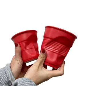 クリエイティブマットレッドクランプルしわ乱れセラミックマグノベルティデザインハンドルなしプレゼント用 - Product Image 4