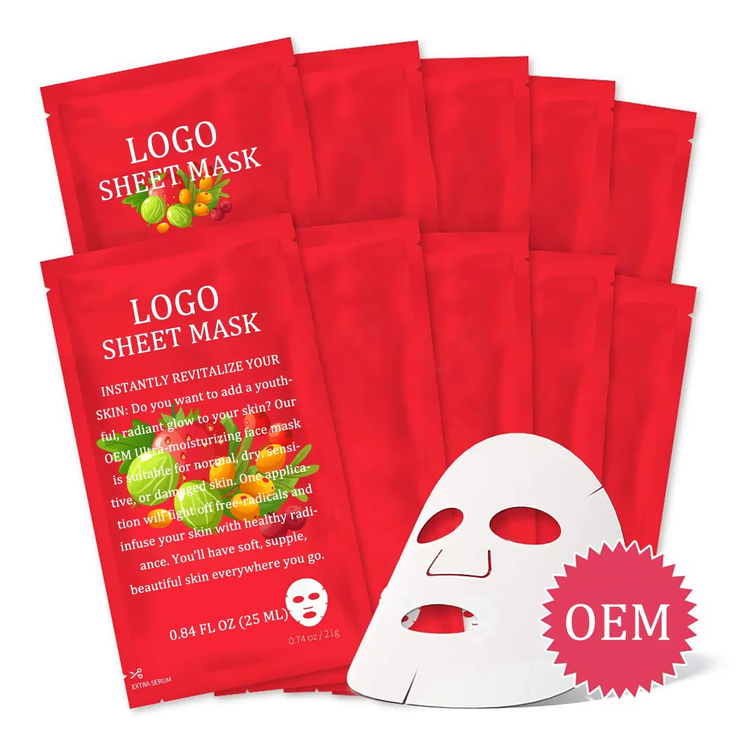 Kollagen-Blätter-Maske für das Gesicht sofortige Aufhellung hydratisierende Gesichtsmaske Blätter-Maske mit Hyaluronsäure + Aloe vera