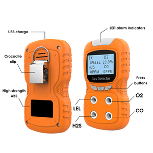 Wasserdichter IP65 Eingebauter Akku Multifunktion aler 4-in-1-Gasmonitor CH4 H2S O2 CO 4 Gas analysator