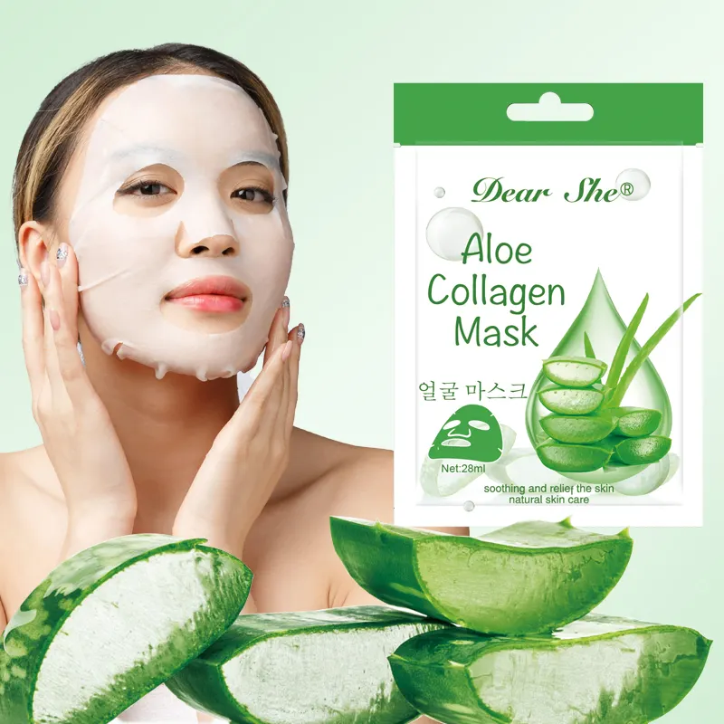 Máscara de folha calmante refrescante cosmética personalizada 100% natural de Aloe Vera, máscara facial coreana de frutas e beleza para cuidados com a pele