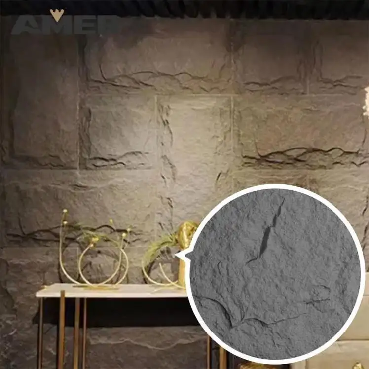 Amer 1200*600mm fábrica Leve Pu Grande Pedra Artificial Rock 3d Painel De Parede À Prova De Som Para Casa Decoração De Parede