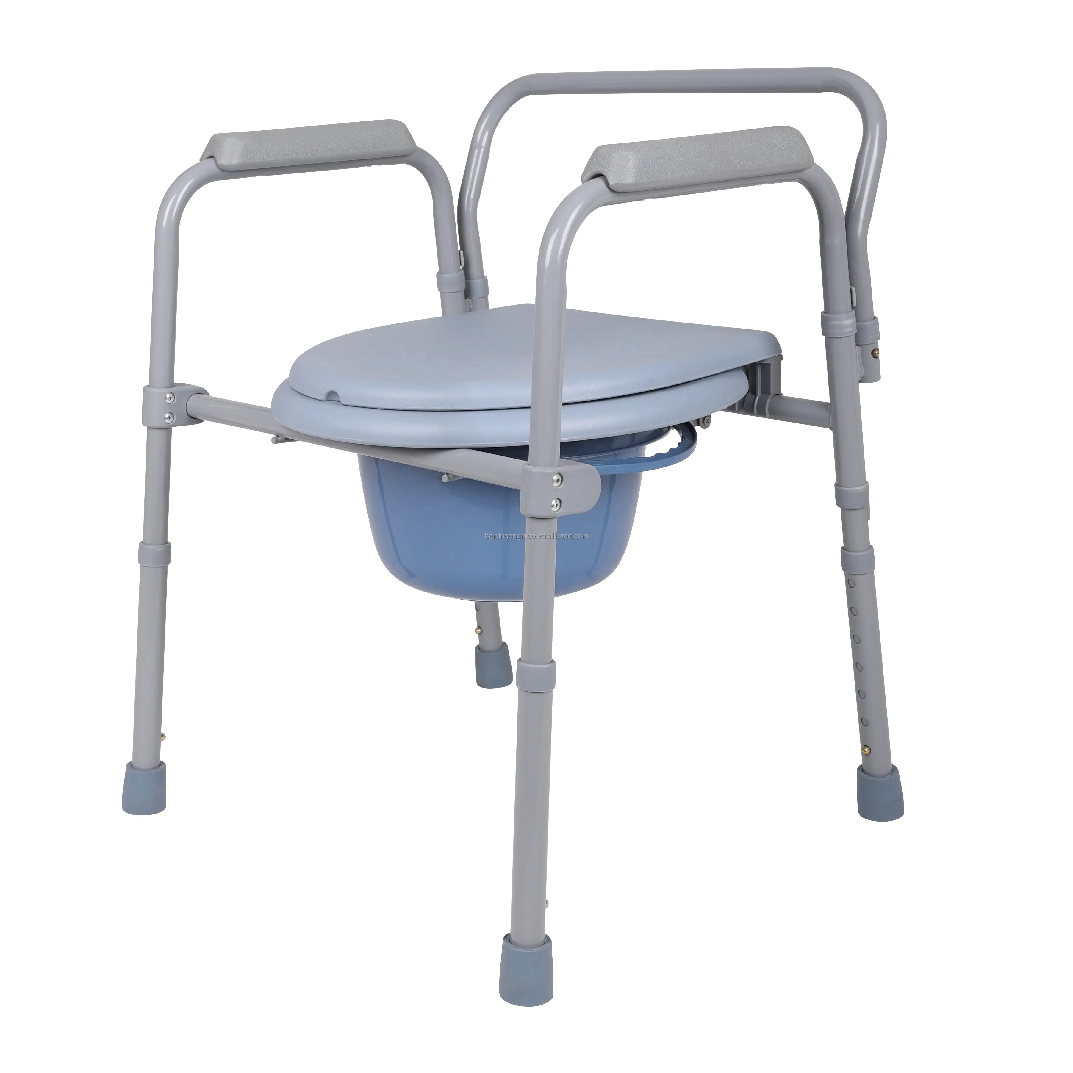 Medical hospital portable height adjustable easy clean steel wheels seat shower toilet commode chair for elderly