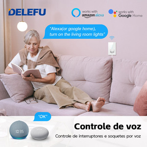 DELEFU Tuya WiFiスイッチ16A20Aソケット、ブラジル標準4X2ガラスパネルスマートライトスイッチAlexa Google Homeで動作 - Product Image 3
