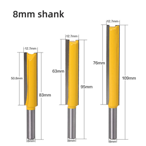 8mm Shank 2&quot; 3&quot; Inch Long 3/8 1/2 Diameter Woodworking Straight Router <strong>Bits</strong> with Carbide Tooth Carpentry Cutter <strong>Tools</strong> - Product Image 3