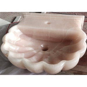小尺寸天然石材大理石外壳形壁挂粉色玛瑙浴室水槽 - Product Image 6
