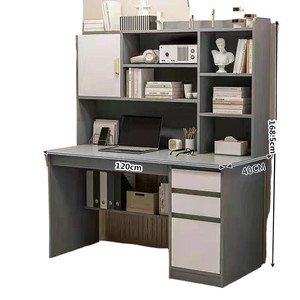 Multi funzione di legno computer tavolo scrivania studio scrivania per gli studenti con cassetti e libreria - Product Image 2
