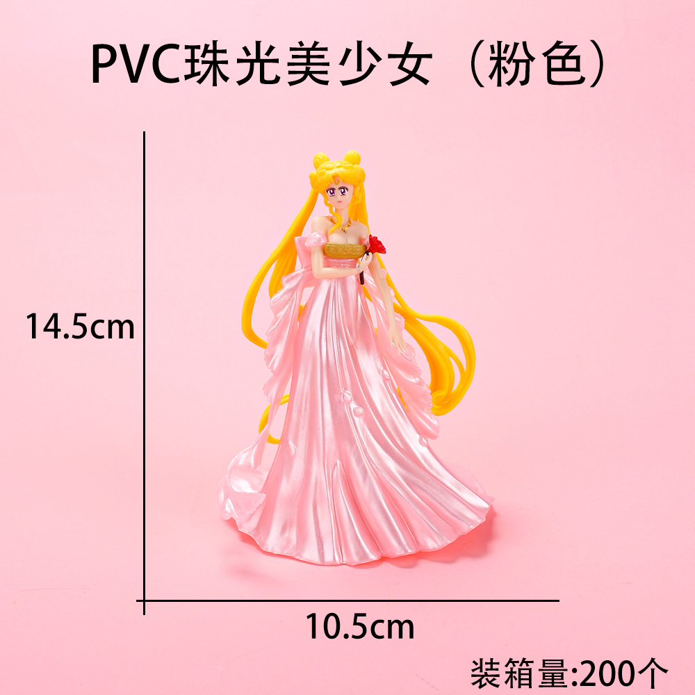 Robe rose, perles lumineuses, belle fille