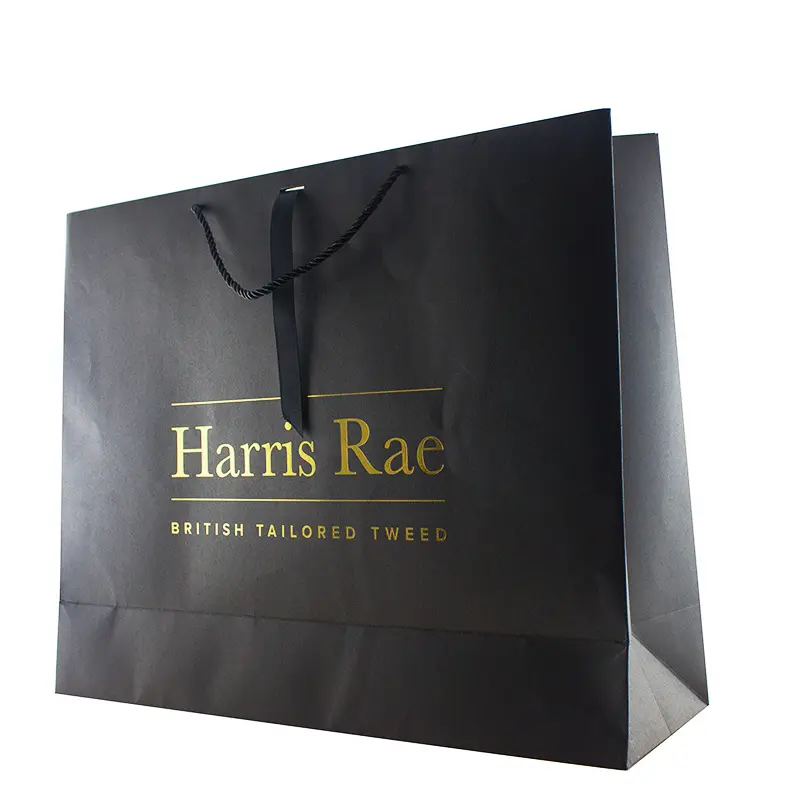 Vente en gros de sacs en papier kraft blanc noir marron avec impression personnalisée et logo sacs en papier pour cadeaux de luxe