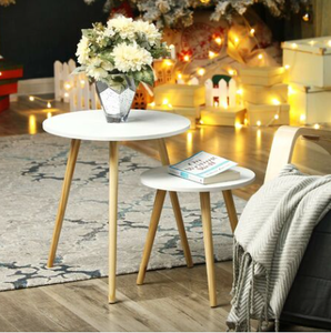Contemporary Round Nesting Bent Black Gold Metal Side Glass Marble Stone Mdf Wood Coffee <strong>Table</strong> Nest of <strong>3</strong> <strong>Table</strong> <strong>Set</strong> Nesting <strong>Table</strong> - Product Image 2