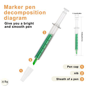 Groothandel Schattige Plastic Spuit Injectie Markeerstift Met Aangepaste Logo Voor Kantoor School Arts Partij Gunst Geschenken - Product Image 2