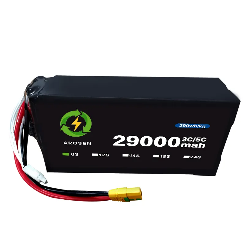 מלאי האיחוד האירופי 6S 22.2V 12S 44.4V 14S 51.8V 29000mah ליתיום פולימר fpv חצי מצב מוצק תא סוללה 5C חקלאות סוללת מזל""ט