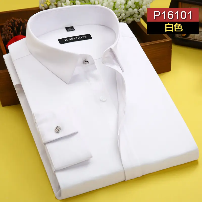 Camisa de negocios de algodón y poliéster para hombre al por mayor, camisa formal para hombre, ropa de trabajo para hombre