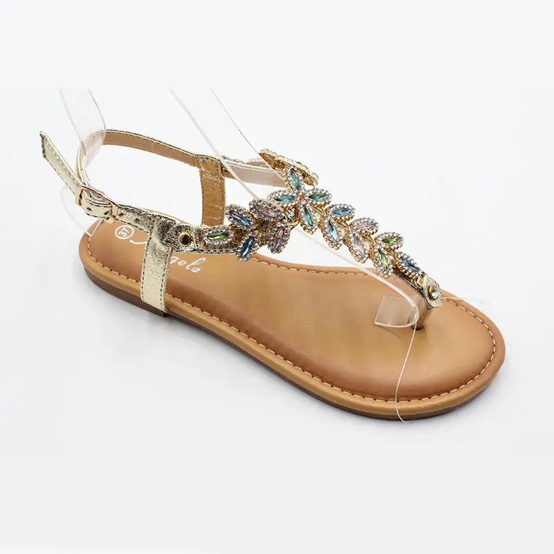 Vendita calda designer Boho Glitter strass catena nobile lusso piatto esposto punta donne sexy sandali da festa per le scarpe da donna