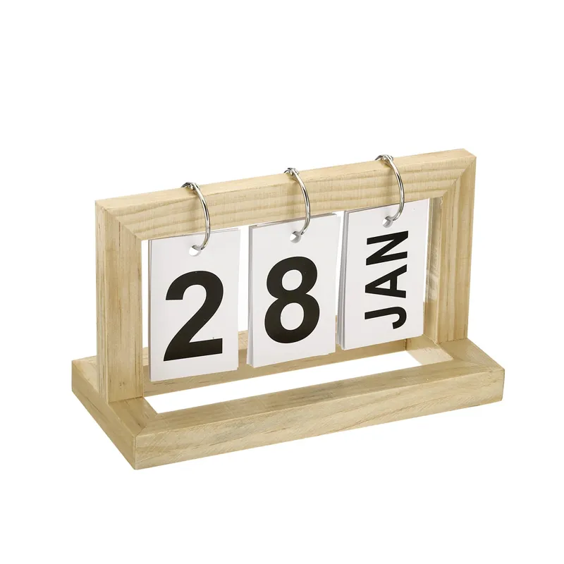 Vintage Daily Home Office Decor table top riutilizzabile scrivania in legno calendario rack in piedi flip