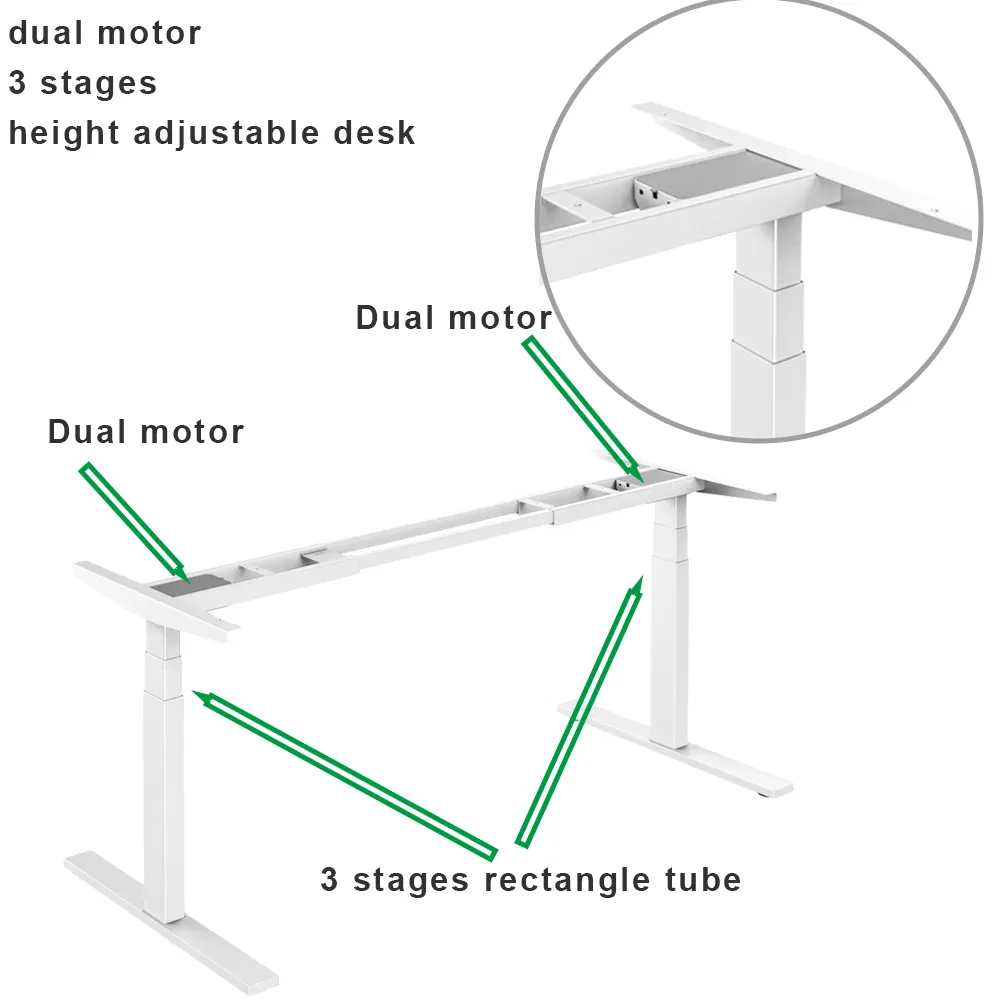 Ergonomik ofis mobilyaları ayarlanabilir yükseklik ayakta elektrikli masa