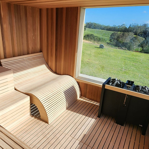 Design moderno esterno barile di cedro rosso Sauna 6-8 persona portatile struttura in legno massiccio con riscaldamento elettrico per uso esterno