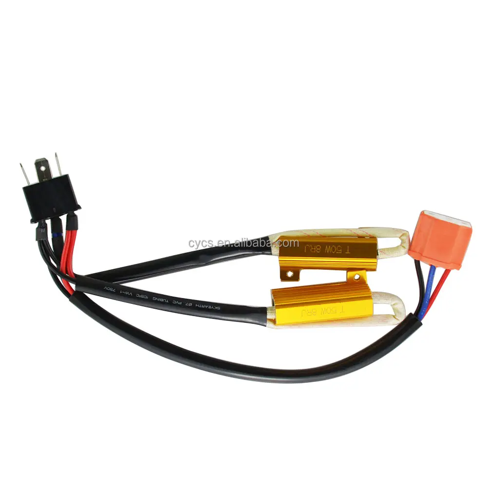 Arnés de cableado HID de doble resistencia, cable de cancelación de advertencia de Xenón HID, H4 hi/lo H4 H13 9004 9007, 50W, 8R, H4