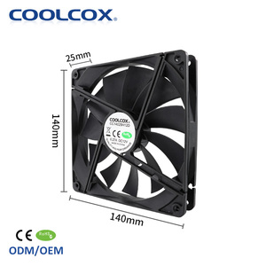Coolcox 140x140x25mm DC trục quạt làm mát 140mm 12/24V quạt thông gió với lưỡi nhựa cung cấp điện PC trường hợp nóng - Product Image 1