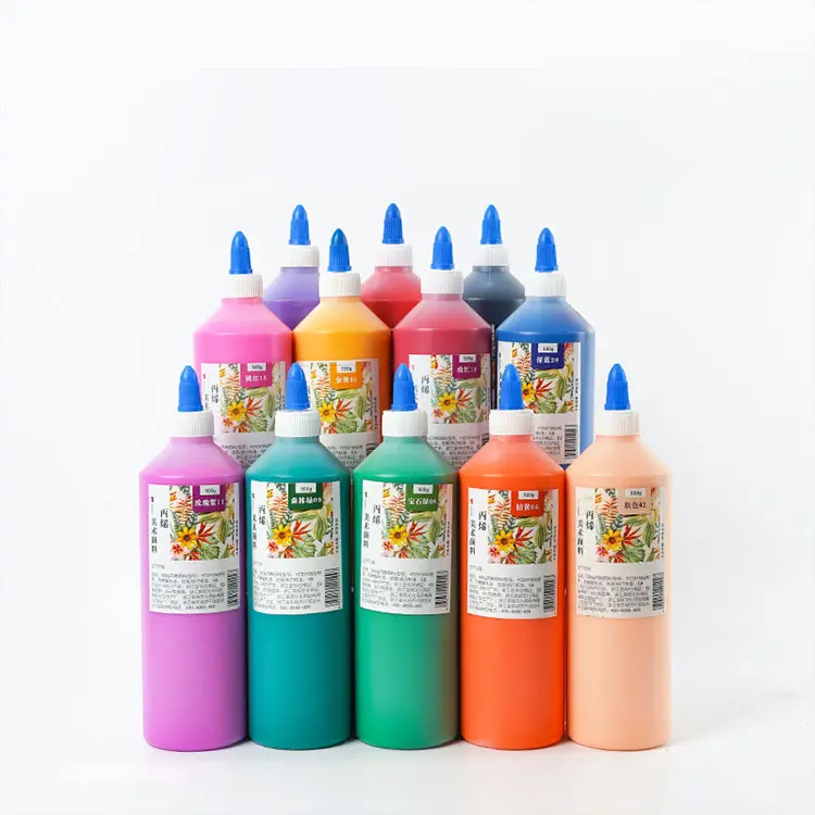 Pots Paint Wholesale Plastic Large Bottle Acrylic Pigment Paintings and Arts Color Acrylic Factory Outlet 500ml 20 Sets 24colors