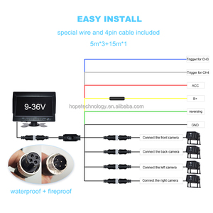 7英寸四路分屏监视器，带120度夜视4通道反向摄像机DVR - Product Image 4