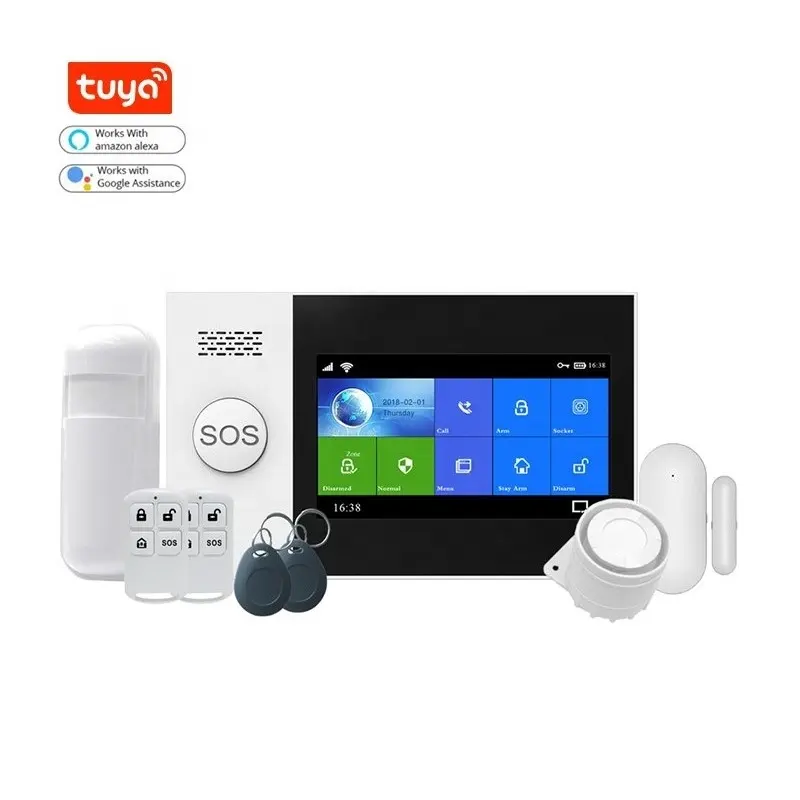 Sistema de alarma con pantalla táctil IPS, Control por aplicación Smart Life, WIFI, GSM/4G, inalámbrico, con cable, Tuya