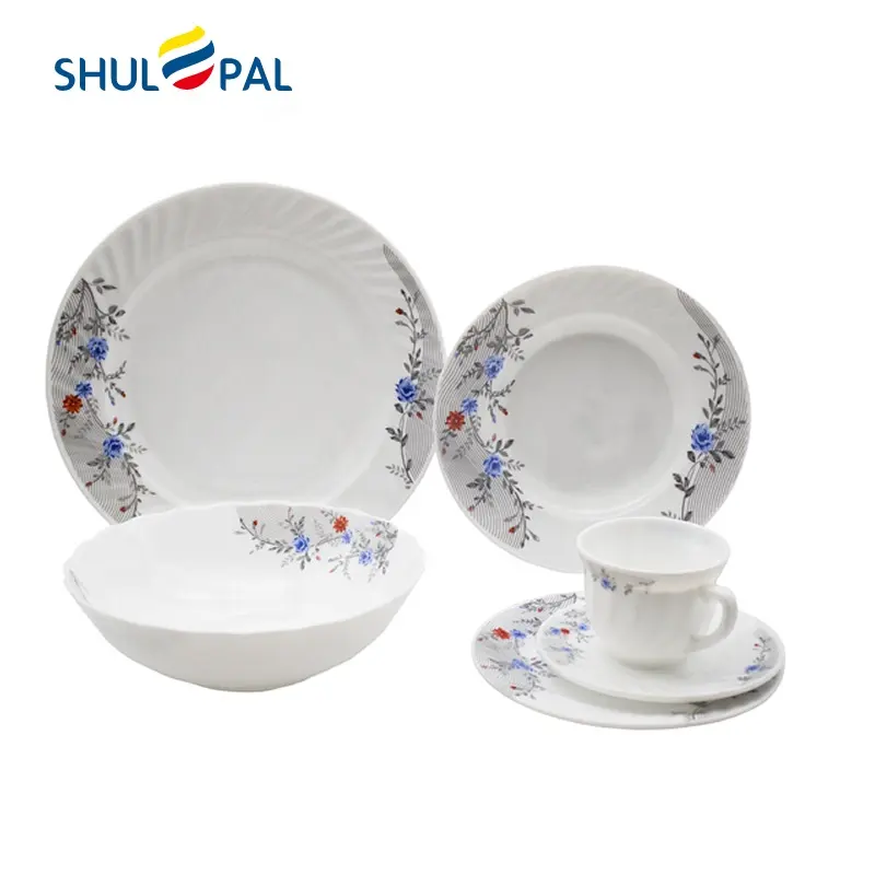 Juego de vajilla de porcelana, plato de cerámica redondo blanco para comedor