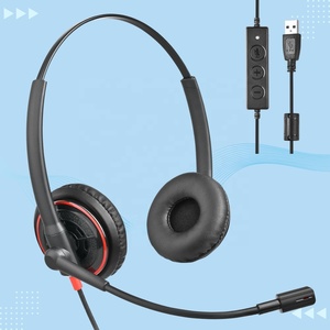 Binaural Wired <strong>Headphones</strong> with Mute Button In-<strong>Line</strong> Controls USB Plug Call Center Headset with X2D-M for Optimal Performance - Product Image 2