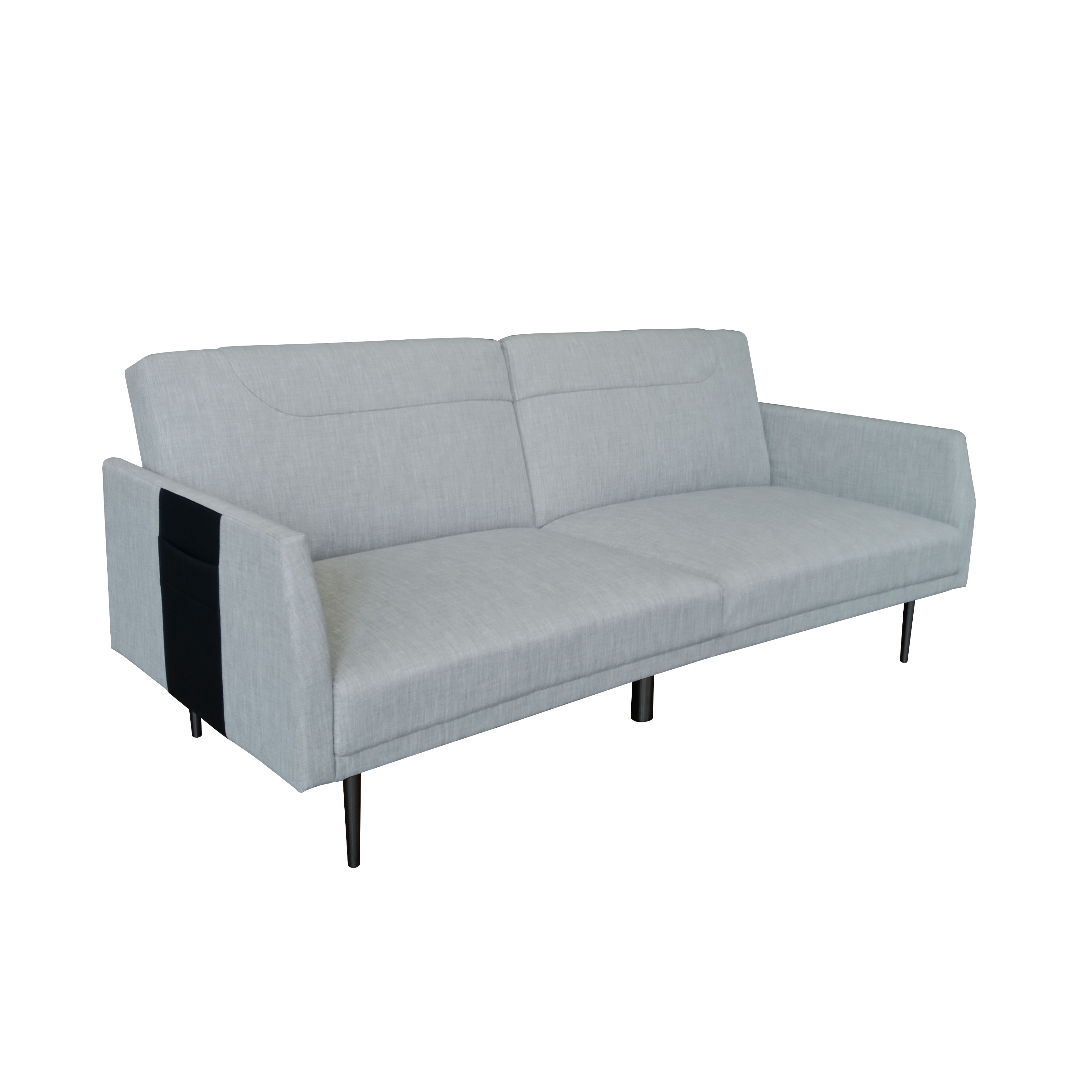 Scandinavian Grey Linen Folding Sofa bed Designed Sofa with Black Side Packets