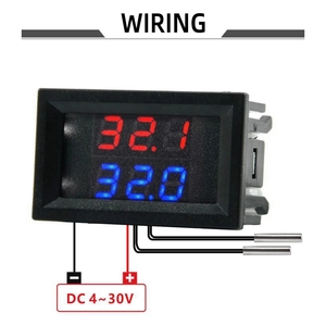 DC 4-28V Pantalla LED Sensor de temperatura digital Termómetro Rojo Azul Probador de temperatura digital dual con cable de sonda dual NTC - Product Image 5