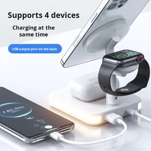磁気スリーインワンワイヤレスチャージャーワイヤレス充電スタンド対応Apple Watch 15W多機能ランプ付き - Product Image 4