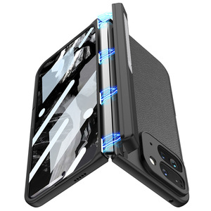 <span class=keywords><strong>Google</strong></span> Pixel 9 Pro Gấp Đứng Điện Thoại Trường Hợp Từ Bản Lề Đồng Bằng Da Carbon Kết Cấu Sợi Gấp - Product Image 5