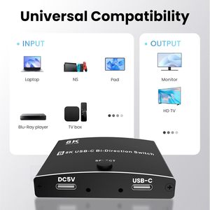 SYONG 8K双方向USB Cスイッチャー2 in 1 Out USB Cスイッチ2ノートパソコン用シェア1デバイスサポート8K6 0Hz/ 4K120Hzビデオ - Product Image 4