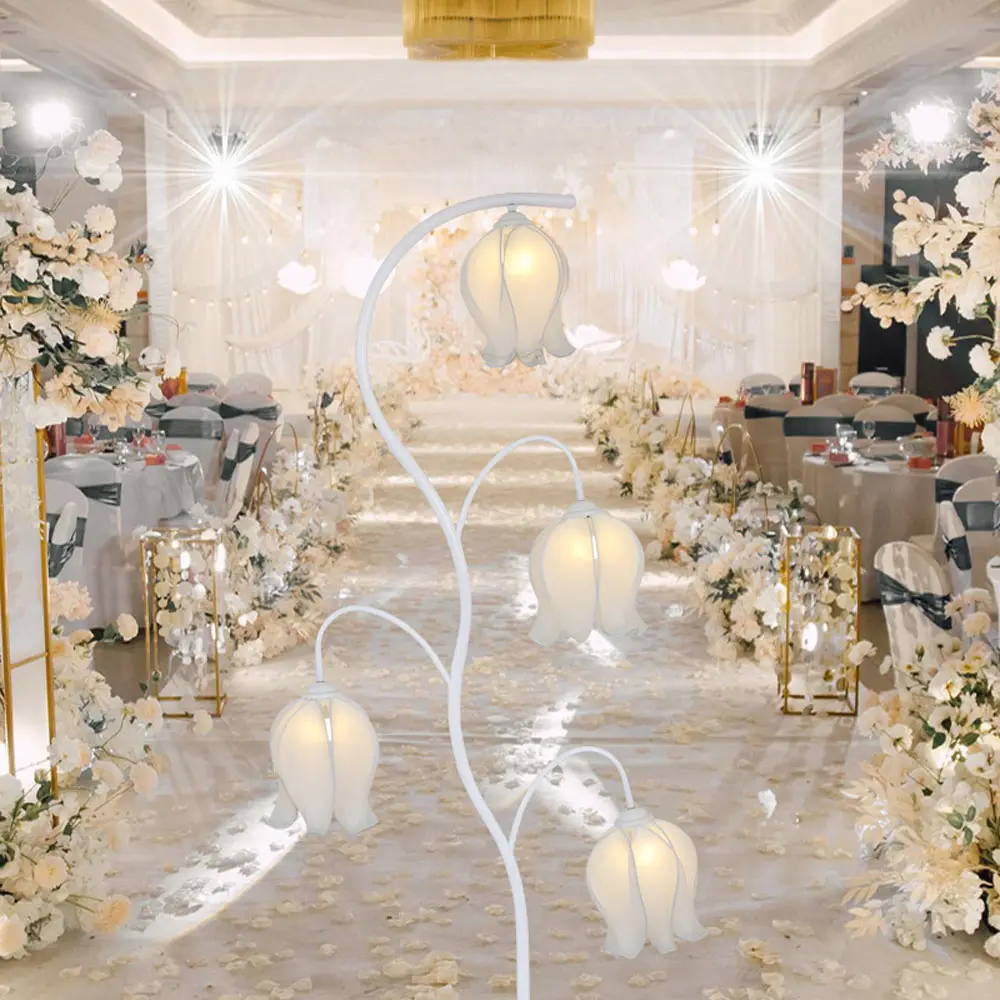 Lâmpada LED de chumbo para casamento, luminária de estrada em forma de flor, suporte de iluminação para decoração de eventos e festas, ideal para palco