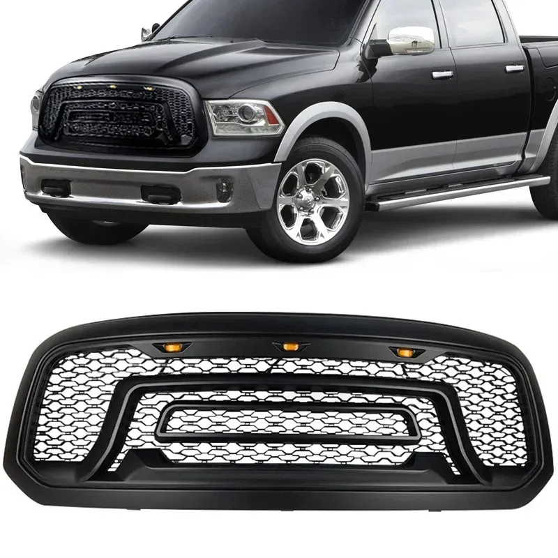 68094301AC pour Dodge Ram 1500 2013-2018 capot de gril avant de voiture lumière LED supérieure nid d'abeille billette masque facial grilles de course