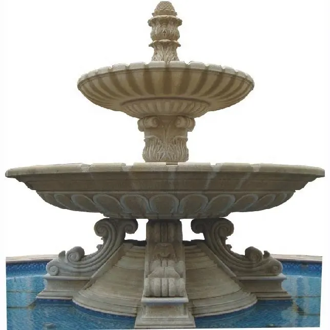 Fuente de jardín al aire libre estilo francés piedra antigua mármol granito agua fuente cascada