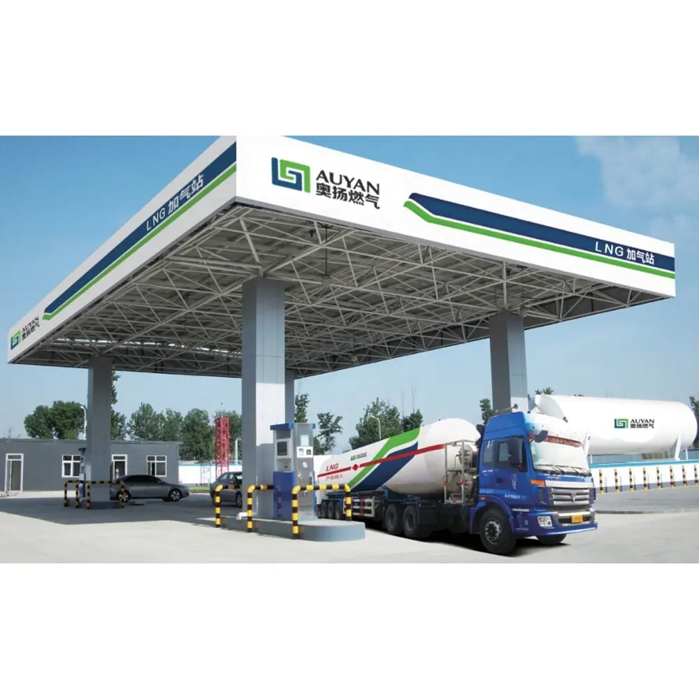 prefabricated space frame steel structure cost of gas station Lng filling station
