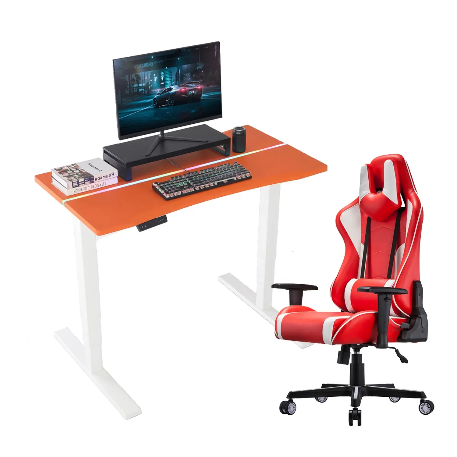 Silla de oficina de estudio automática para juegos de Pc, mesa ergonómica, escritorio ajustable de altura