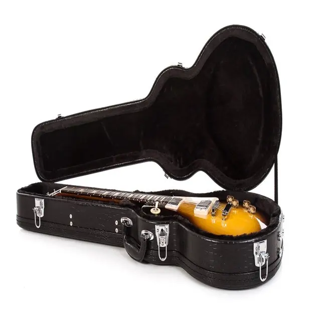 Capa de couro preto para guitarra, capa rígida clássica com instrumento musical para les paul