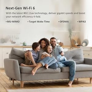 Mercku m6a Wi-Fi 6 Modem lưới bộ định tuyến băng tần kép Gigabit ax1800 Cosmo điều khiển ứng dụng màu đen mới 1 gói bao gồm 3000 sq. FT thêm nhiều hơn - Product Image 3