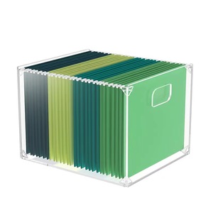 Caja de administrador de archivos colgantes de acrílico, organizador de carpetas multifuncional transparente con asa para almacenamiento y organización - Product Image 1
