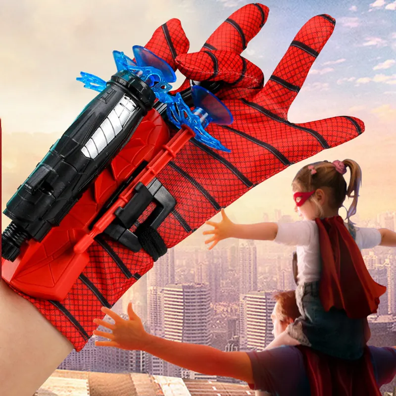 Cosplay Spider Man Toys Pretend Super Man Bow And Arrow Launcher Web Shooter Safety Wrist Toys Games For Kids