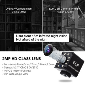 ELP Full HD 1080P cmos OV2710 VGA 120FPS UVC mini micro visión nocturna 2MP de la cámara web usb de la cámara para android - Product Image 3