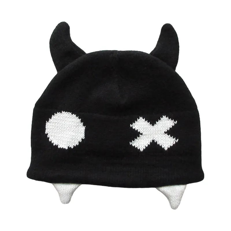 Custom Black Little Devil Corno 3D Beanie Cappello