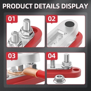 4xM8 5xM6 6xM8/M10 4 5 6 7 Stud Terminals Screws Black/Red <strong>BusBar</strong> 150A 300A 48VDC Power Distribution Block with Cover for Marine - Product Image 4