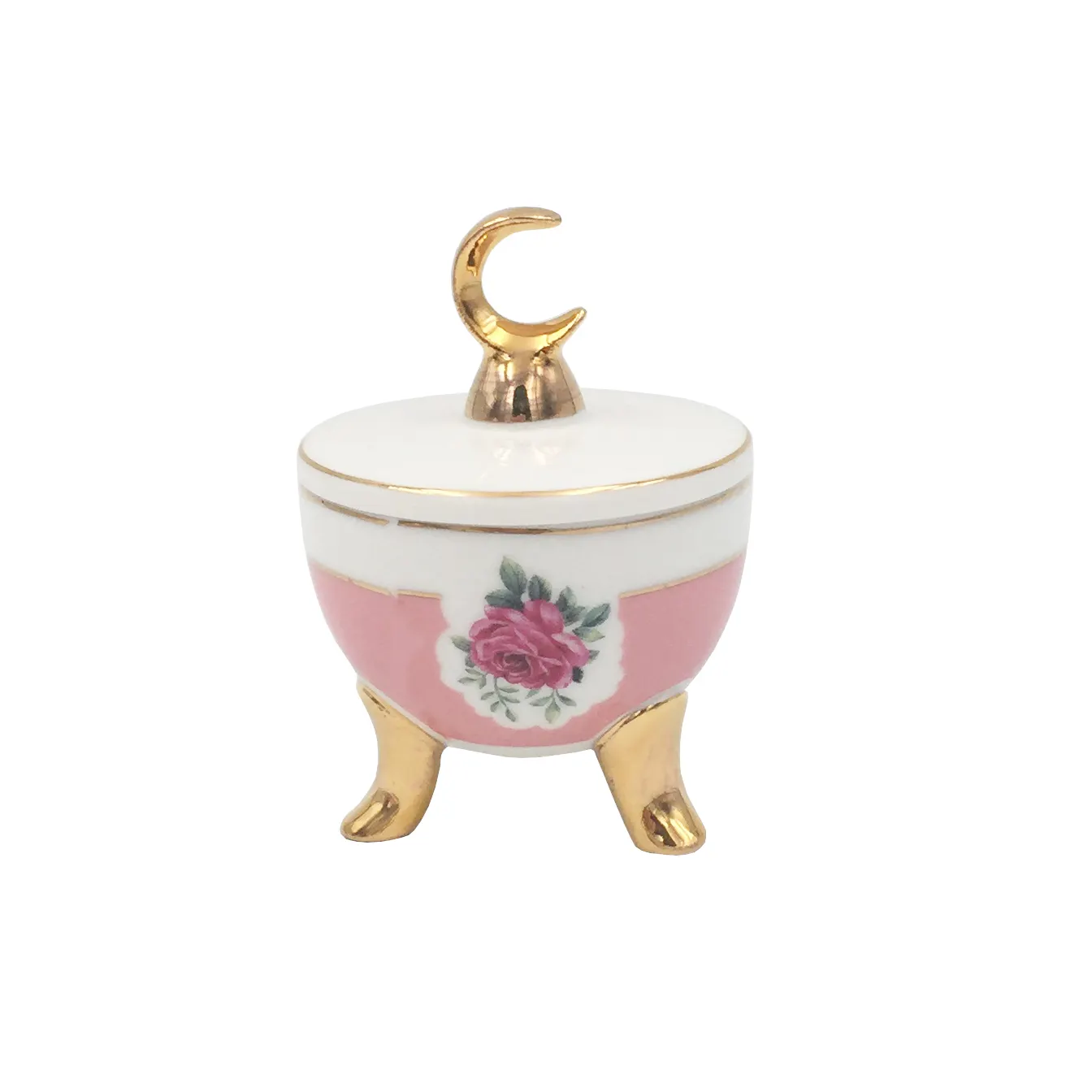 Recipiente de cozinha árabe ouro e rosa, recipiente de cerâmica para chá de café