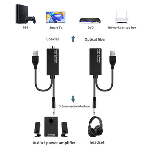 <strong>Digital</strong> to <strong>Analog</strong> Audio <strong>Converter</strong> USB Power Supply Coaxial Fiber to 3.5 Power Amplifier Decoder DAC MINI Video Decoder
